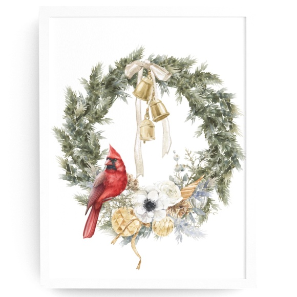 Watercolor Christmas Wreath Wall Art Illustration Print Poster Unframed - Picture 1 of 5